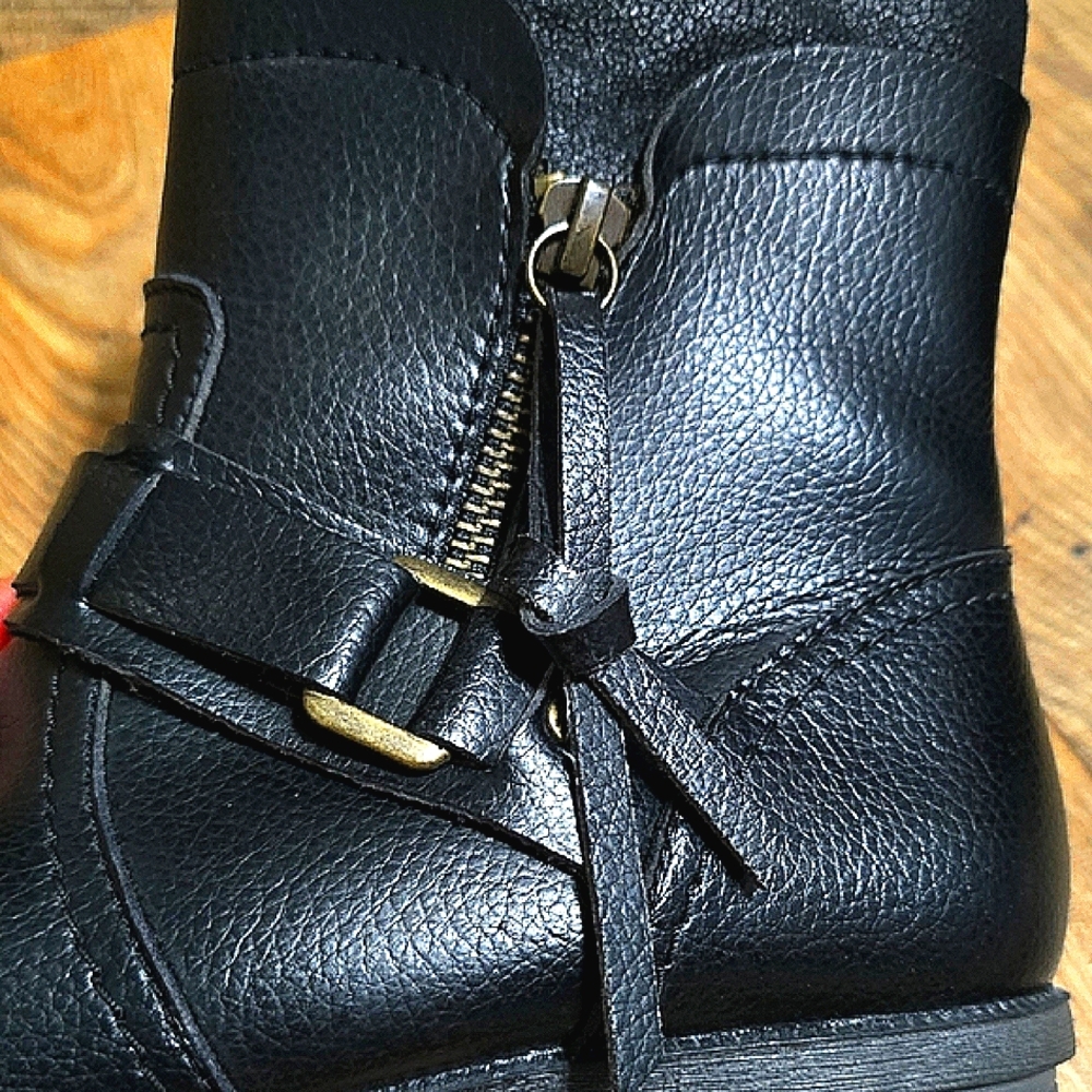 Clarks Black Ankle Boots with Buckle Details - Picture 6 of 9